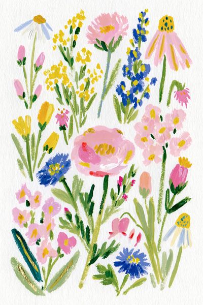 Wildflower Bouquet Watercolor Print.