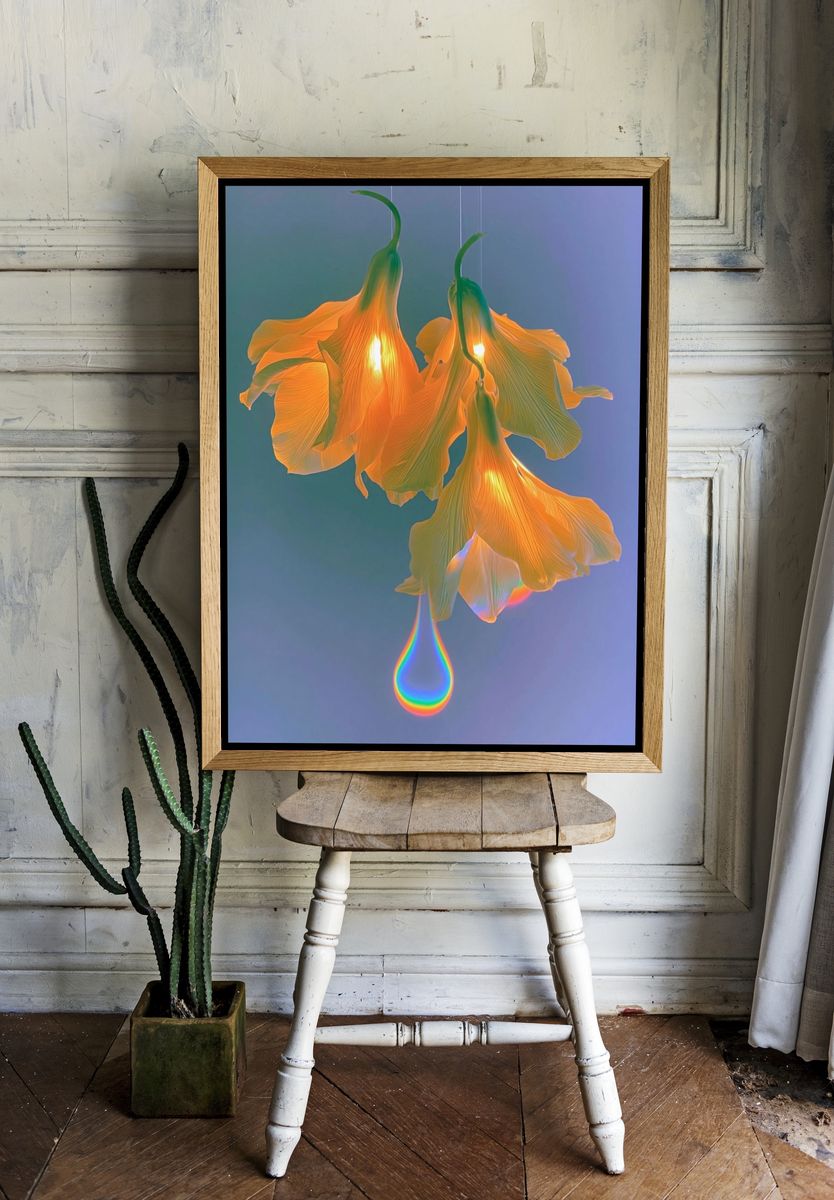 Glowing Tulip Bloom Illustration Poster. room preview