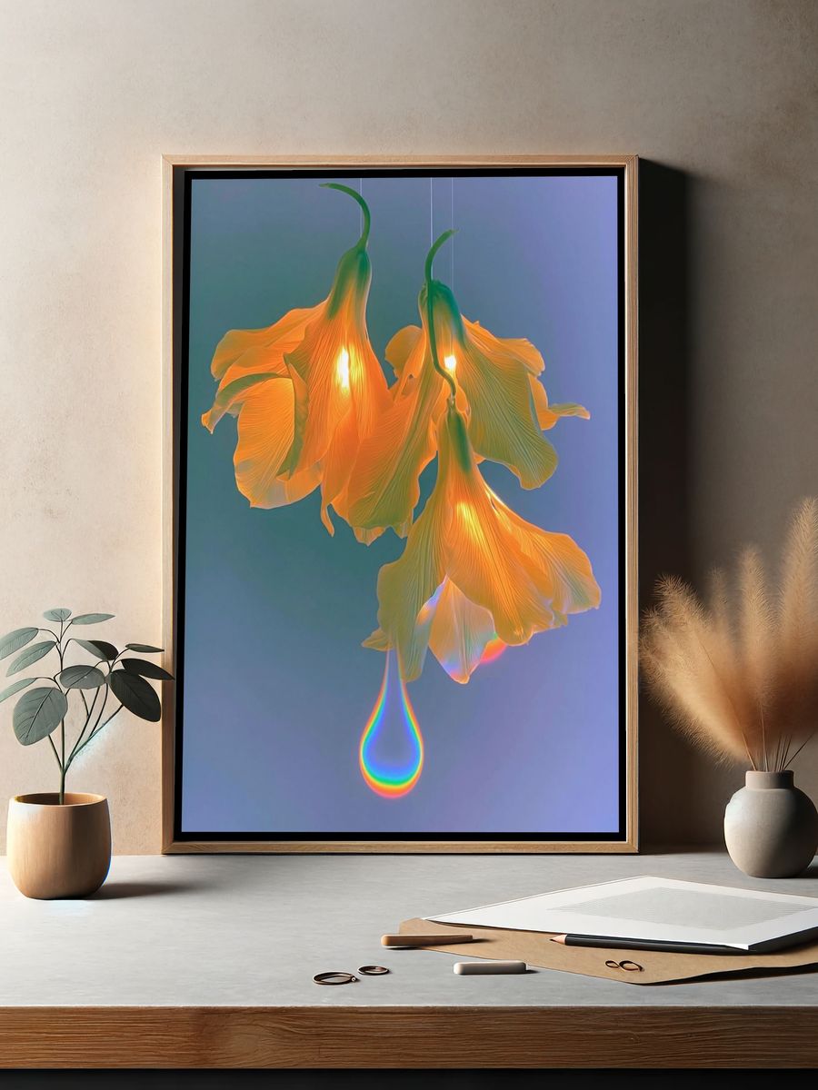 Glowing Tulip Bloom Illustration Poster. — room view 2