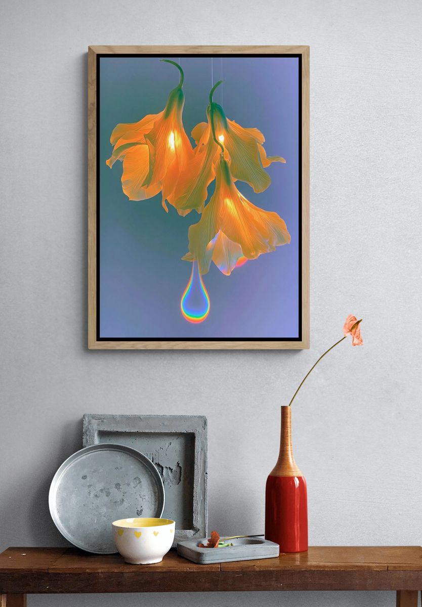 Glowing Tulip Bloom Illustration Poster. — room view 3