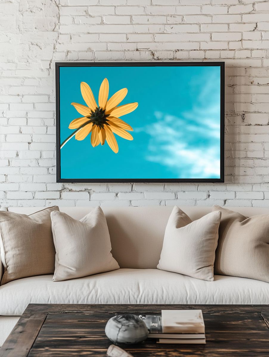 Yellow daisy blue sky. — room view 1