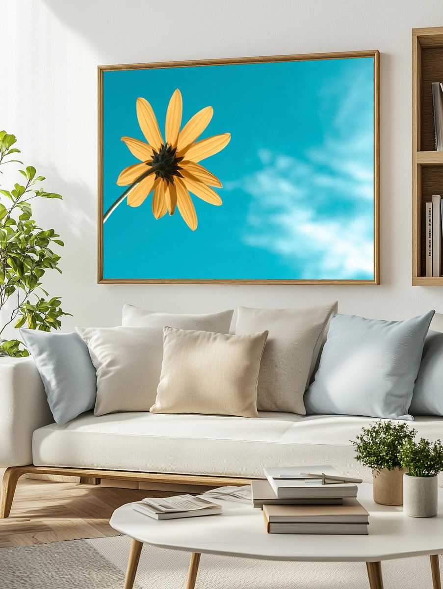 Yellow daisy blue sky. — room view 2