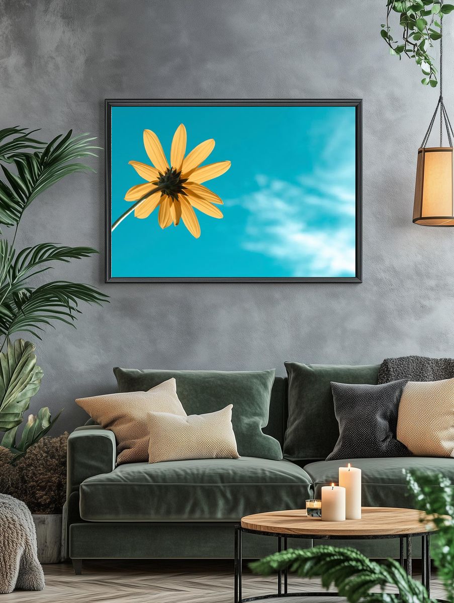 Yellow daisy blue sky. — room view 4