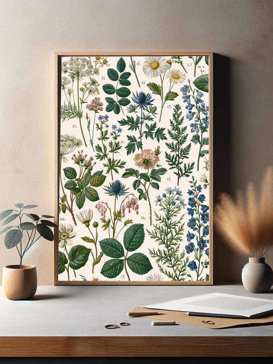 Botanical Herbarium Illustration Poster. — room view 2