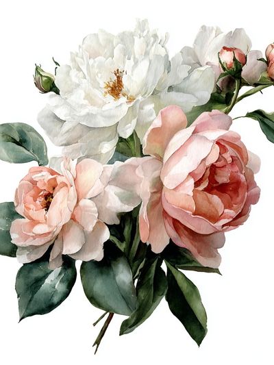 Peony Bouquet Watercolor Print.