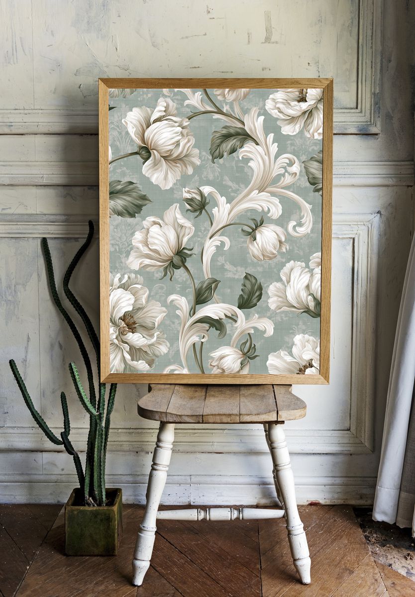 Elegant Floral Botanical Print. room preview