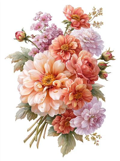 Peony Bouquet Botanical Print.