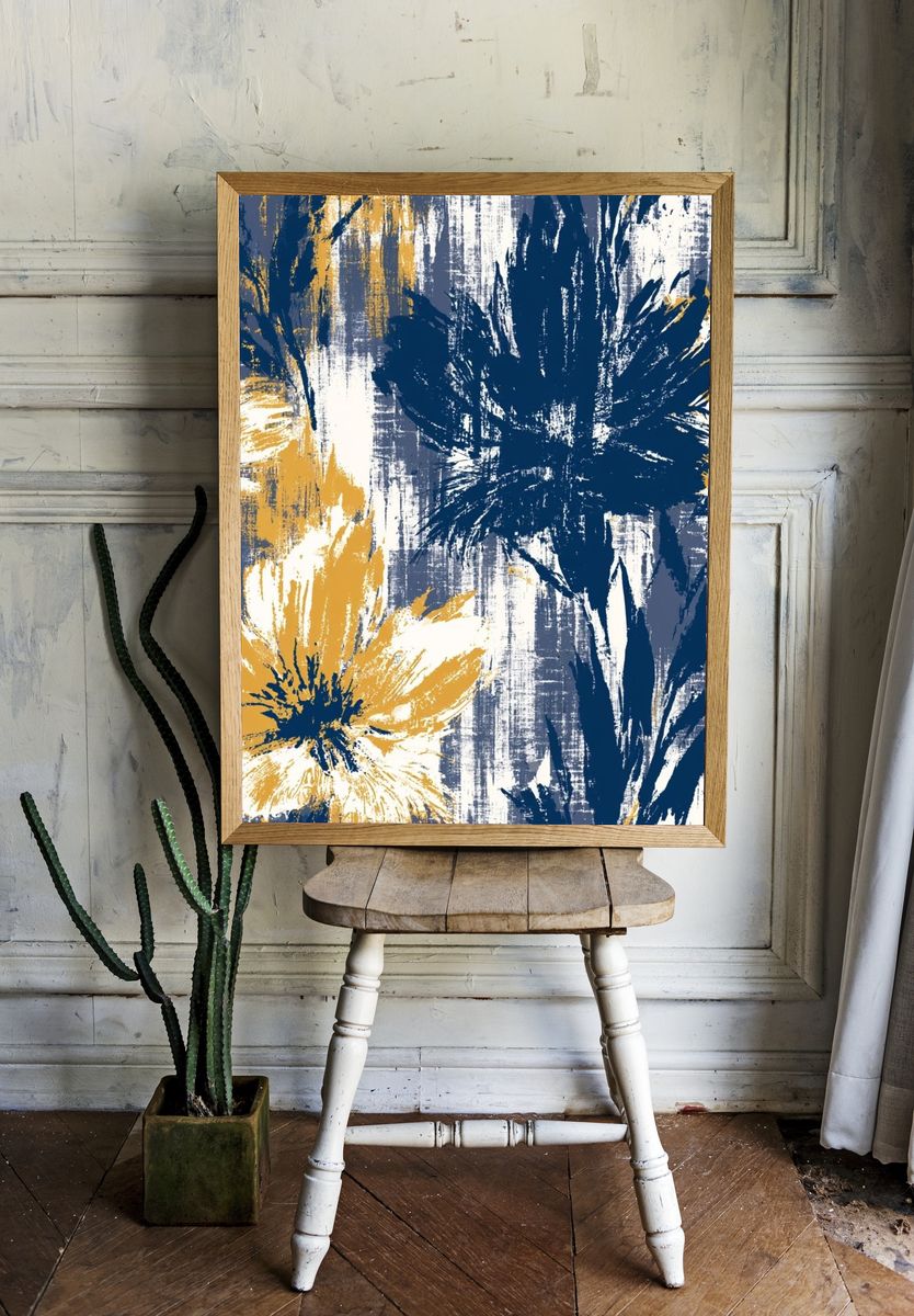 Abstract Floral Brushwork Poster. room preview