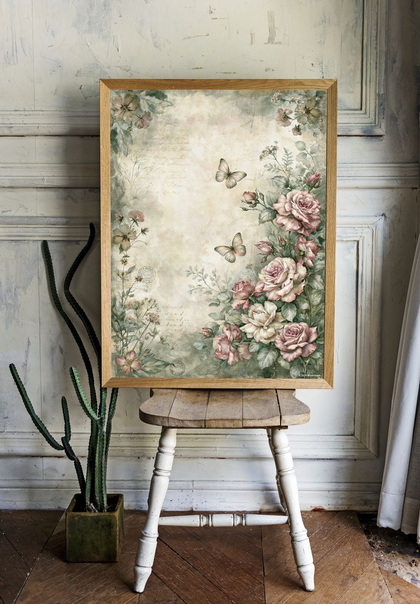 Vintage Floral Butterfly Poster. room preview