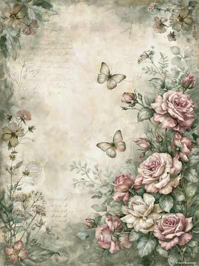 Vintage Floral Butterfly Poster.