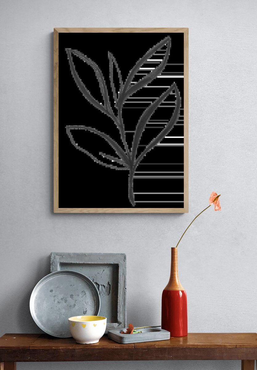 Bamboo Leaves Ink Print. — room view 3