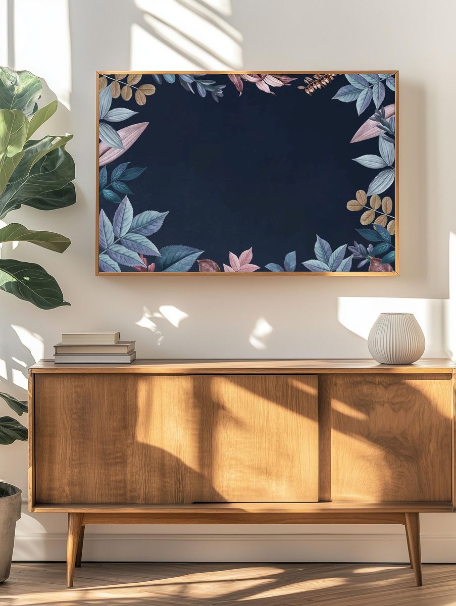 Blank colorful leaf patterned background. — room view 3