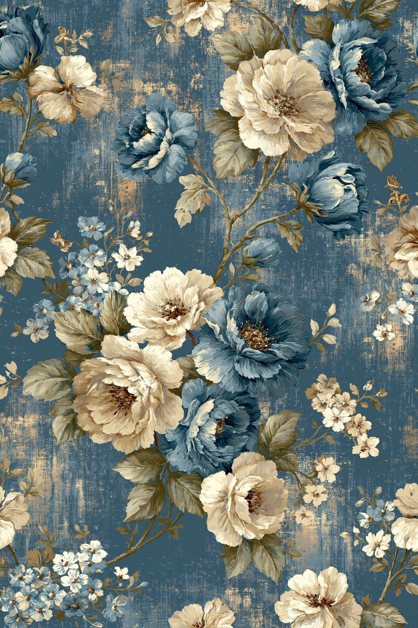 Blue Floral Vintage Poster. poster detail