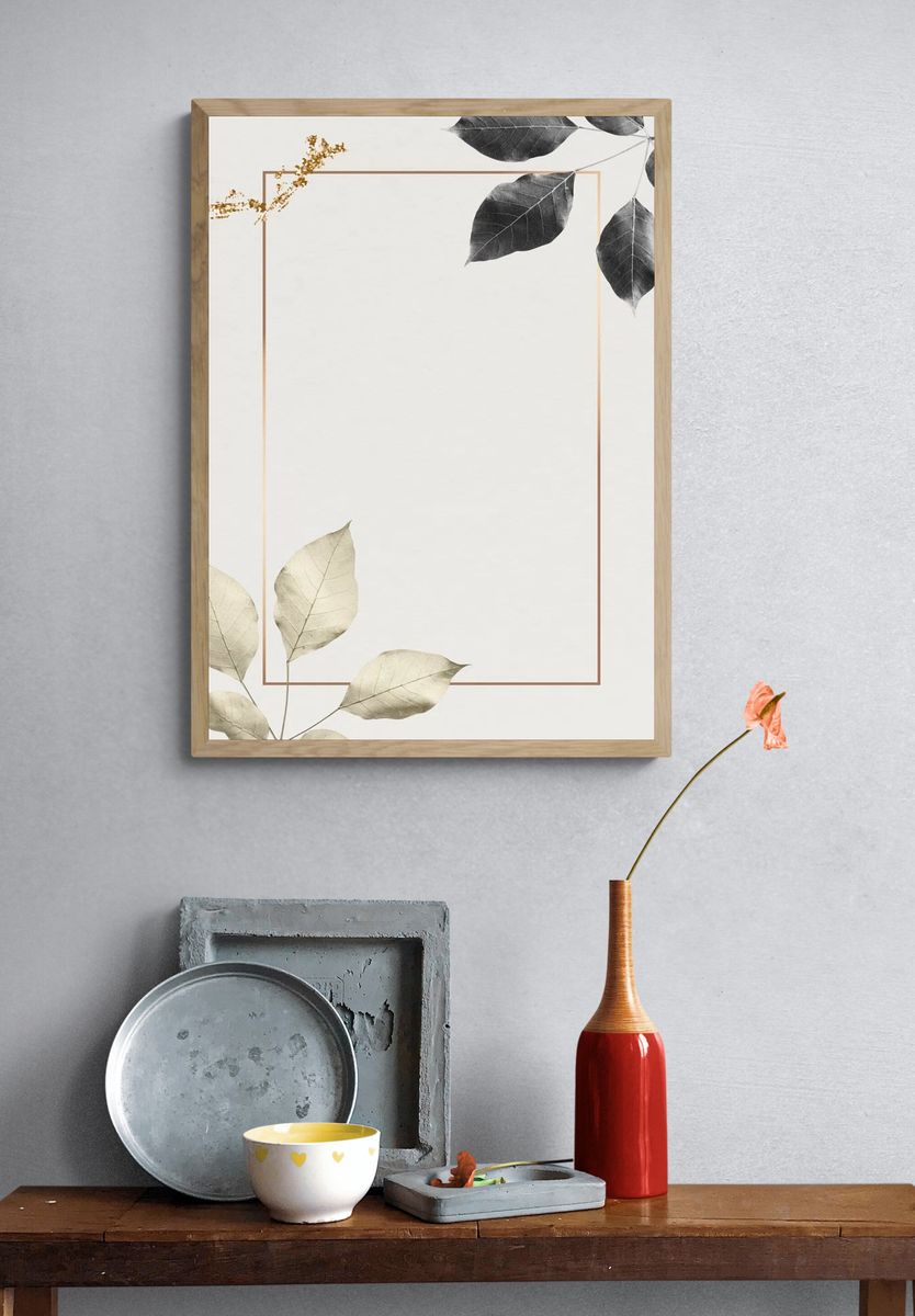 Gold frame foliage pattern marble. — room view 3