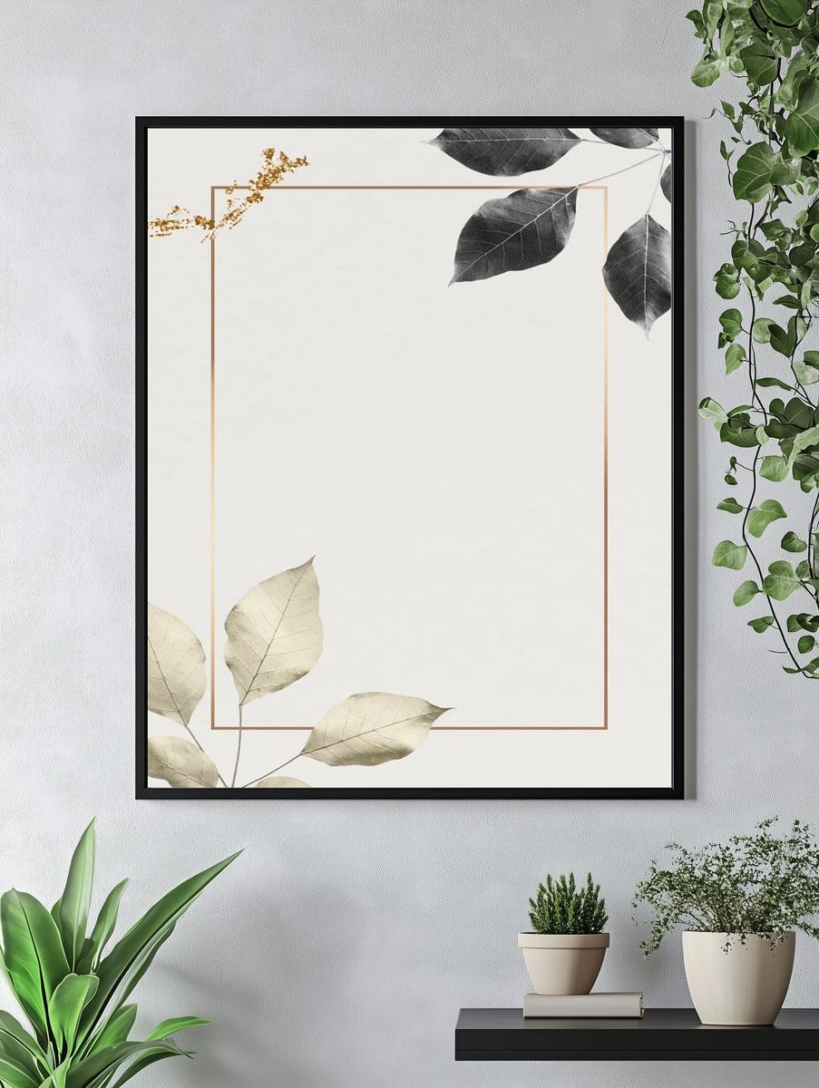 Gold frame foliage pattern marble. — room view 4