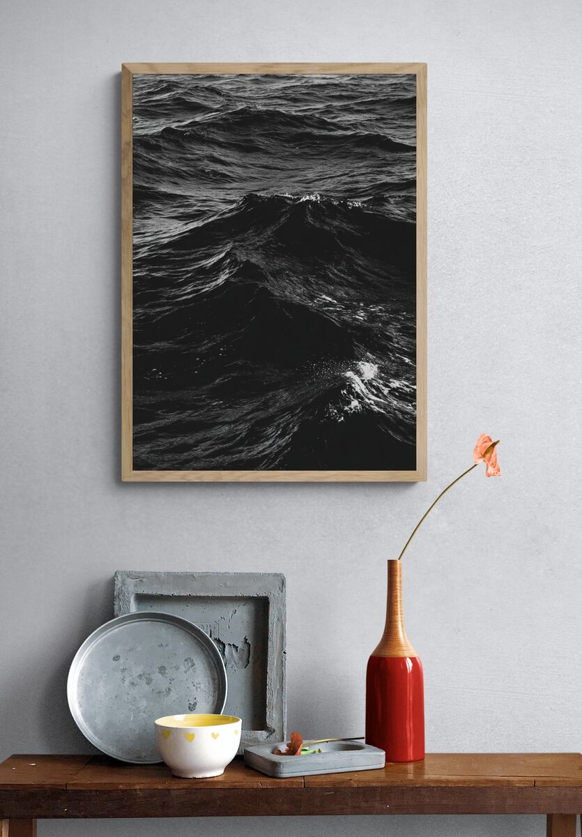 Black Ocean Waves — Photography Print. — room view 3