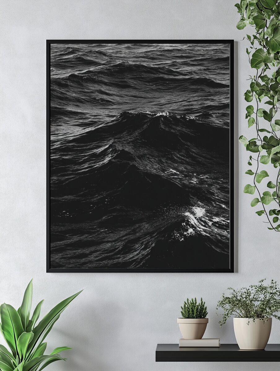 Black Ocean Waves — Photography Print. — room view 4