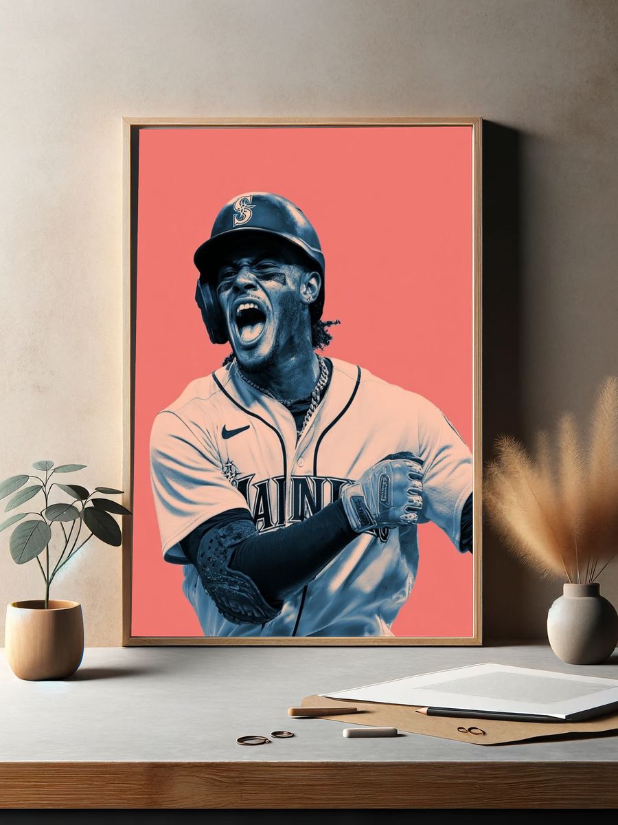 Baseball Player Celebration Poster. — room view 2