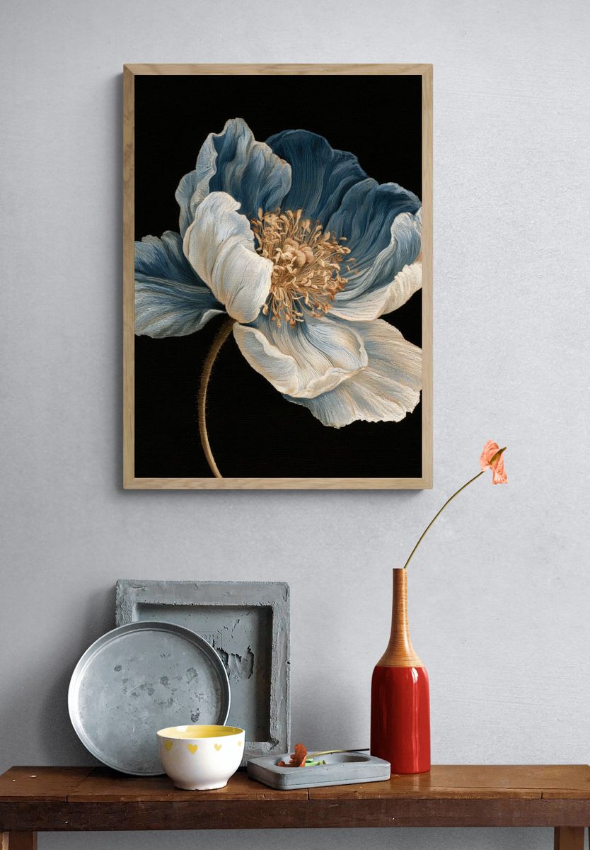 Blue Poppy Botanical Print. — room view 3