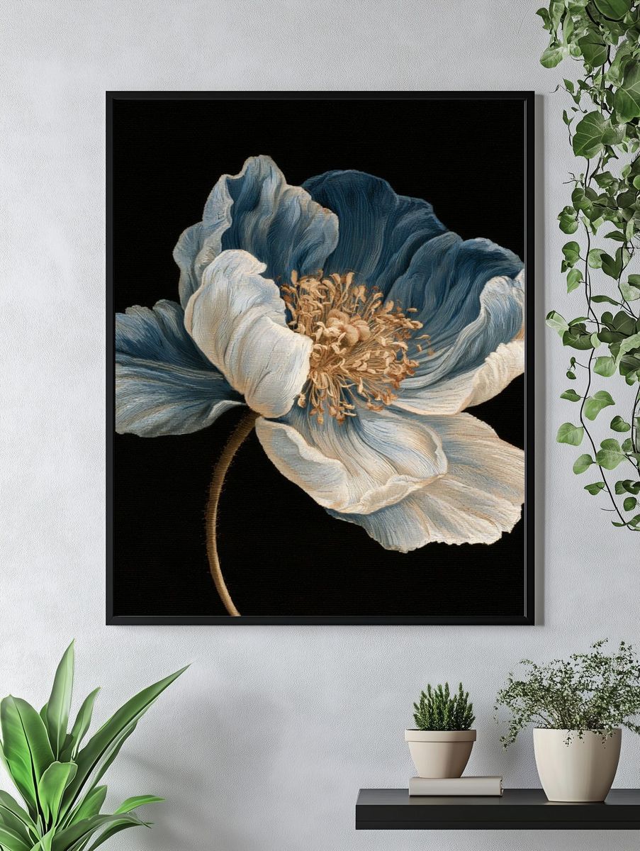 Blue Poppy Botanical Print. — room view 4
