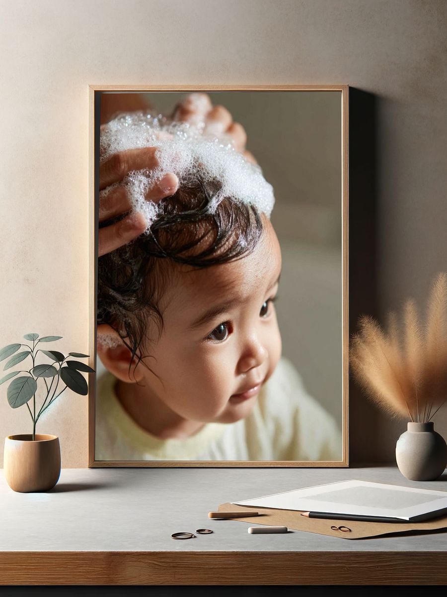Baby Bath Time Portrait Print. — room view 2