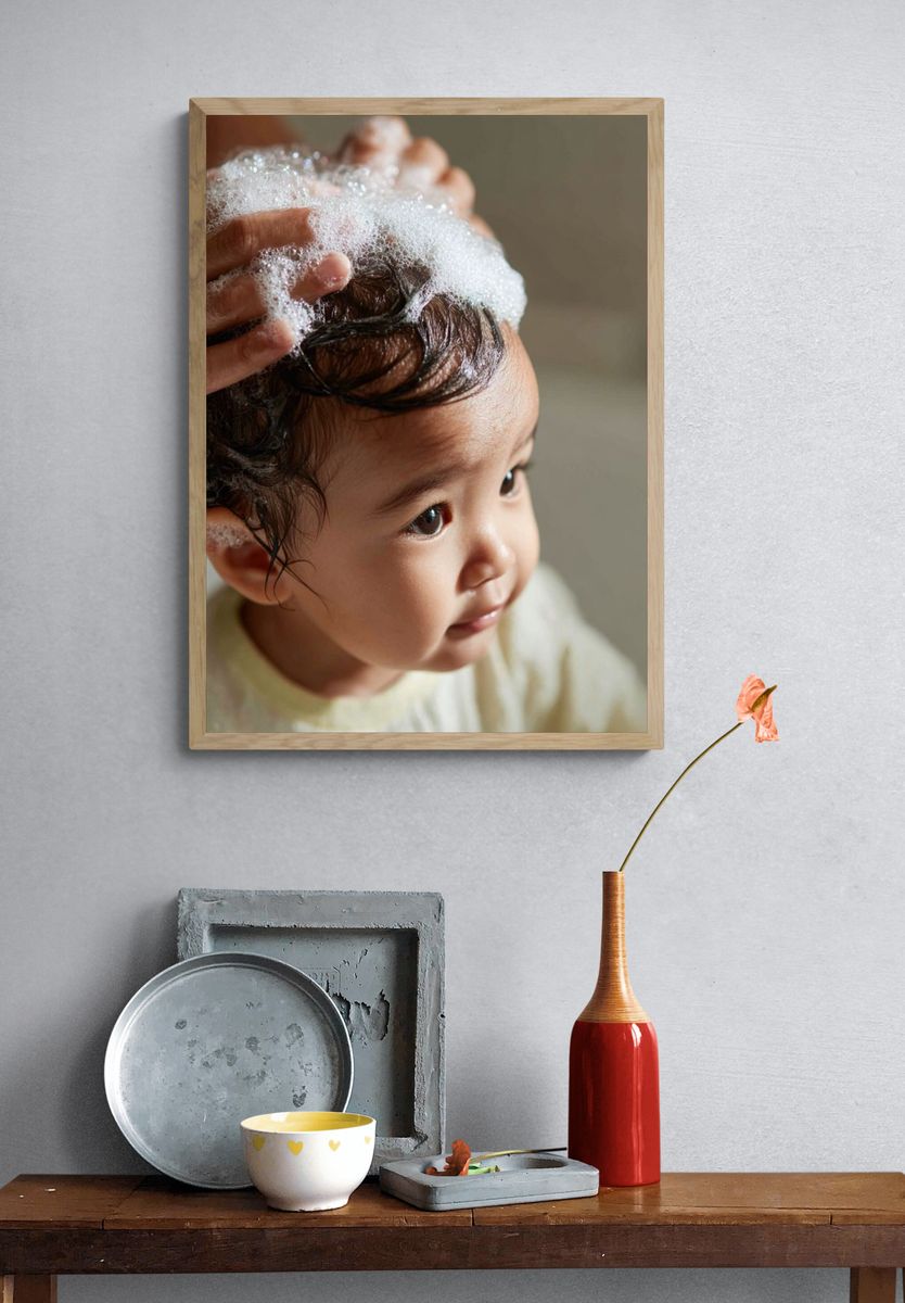 Baby Bath Time Portrait Print. — room view 3