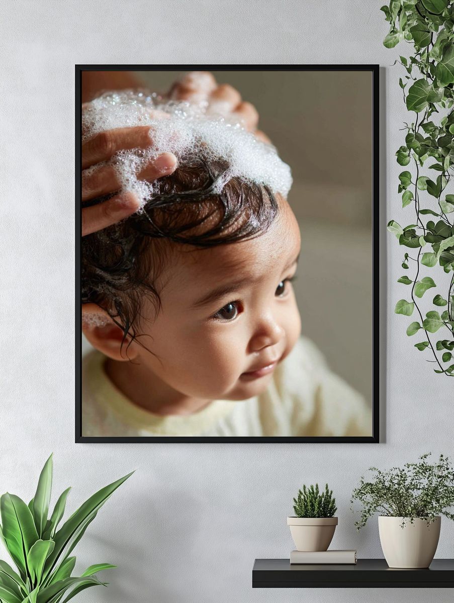 Baby Bath Time Portrait Print. — room view 4