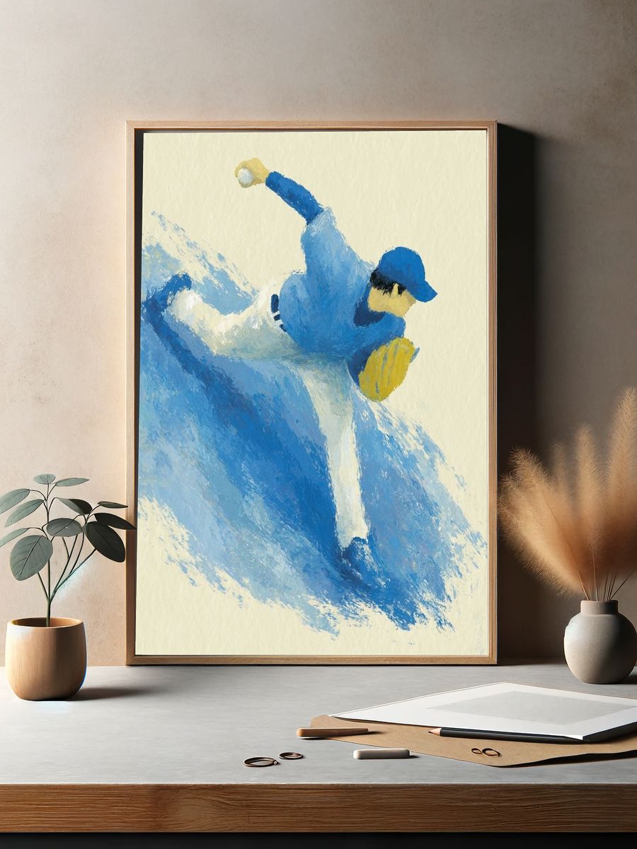 Baseball Pitcher — Illustration Print. — room view 2