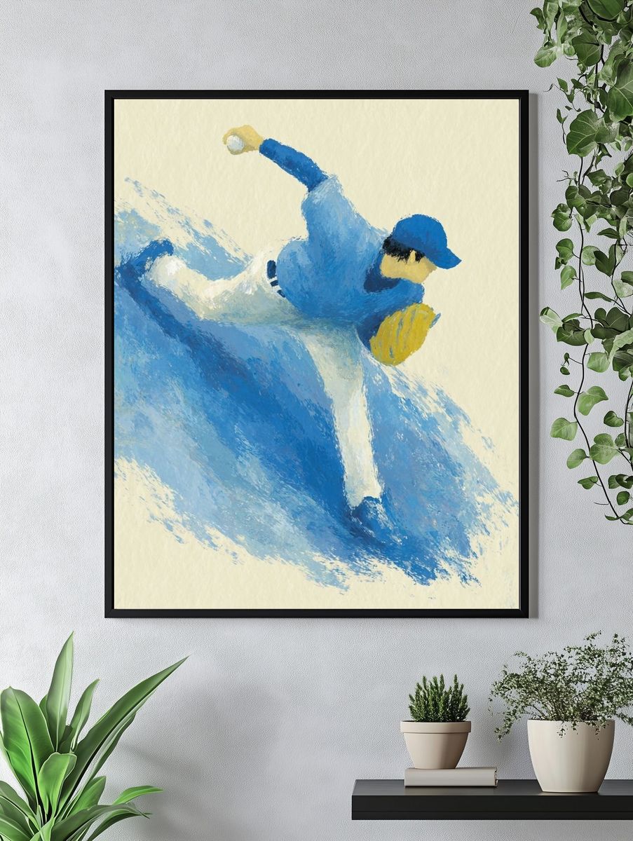 Baseball Pitcher — Illustration Print. — room view 4