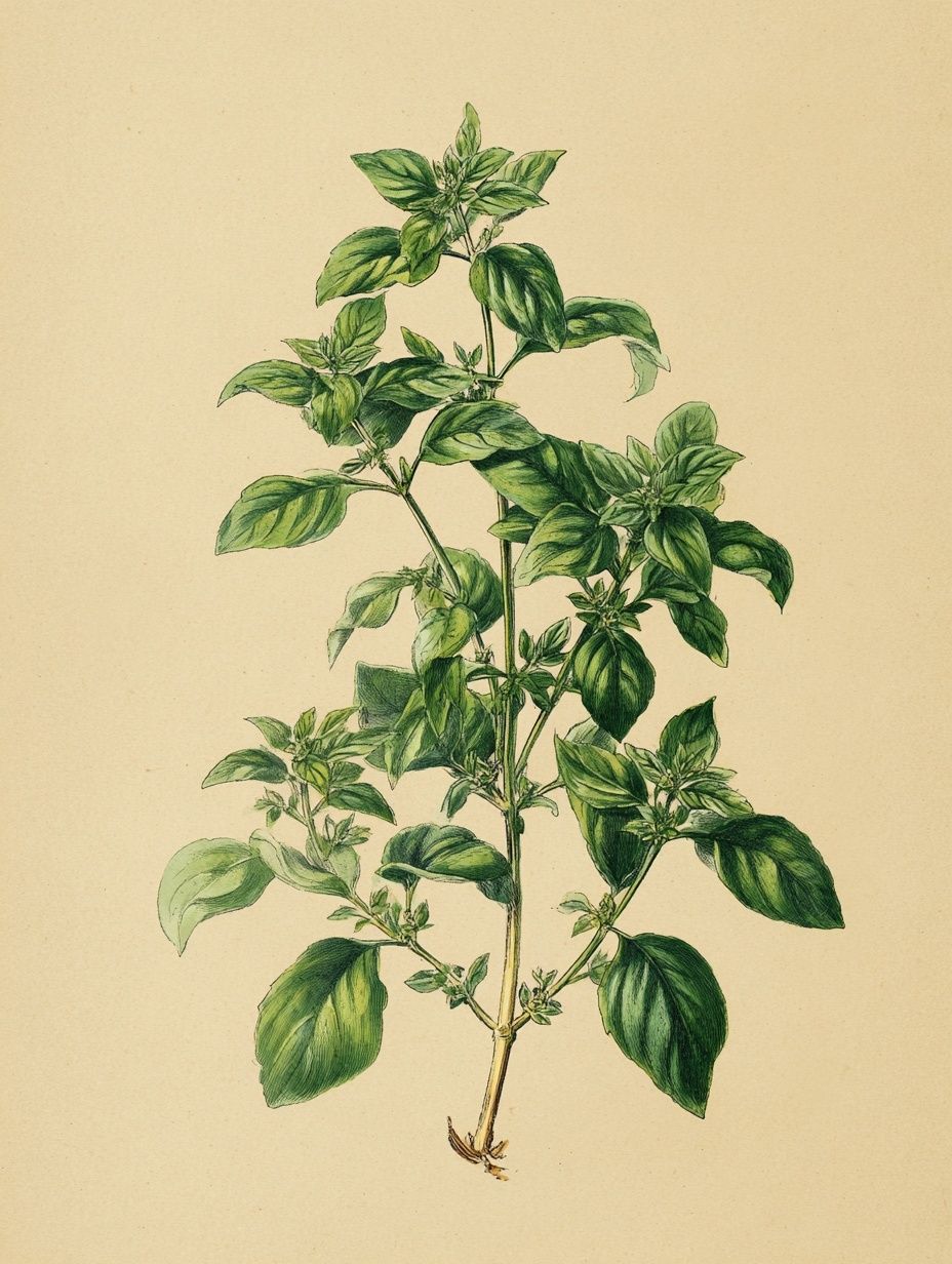 Basil Plant Botanical Print. poster detail