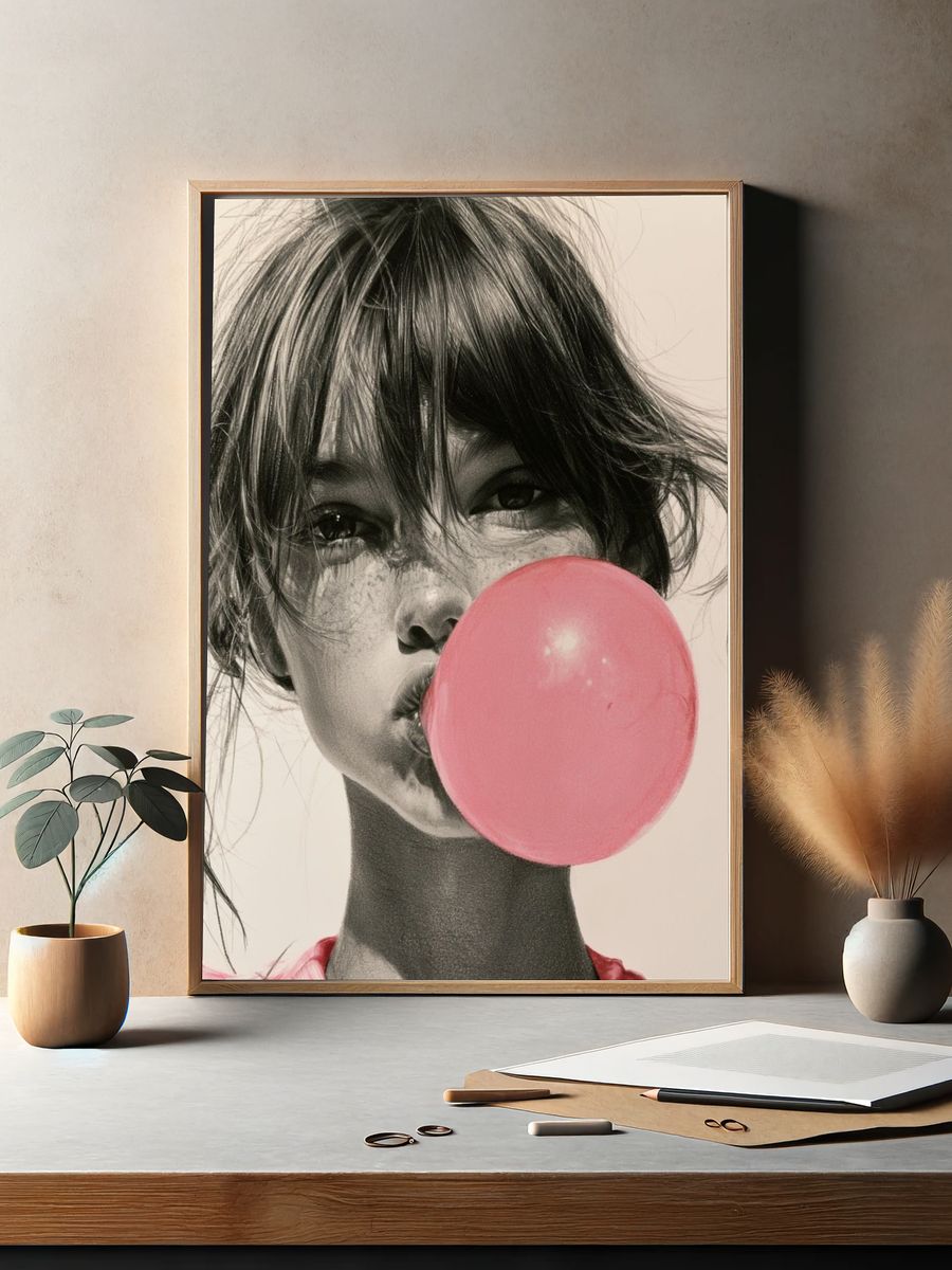 Bubblegum Portrait Photography Poster. — room view 2