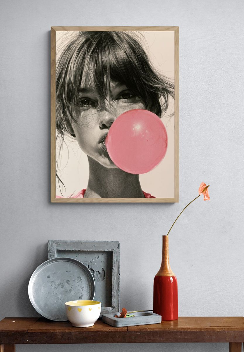 Bubblegum Portrait Photography Poster. — room view 3