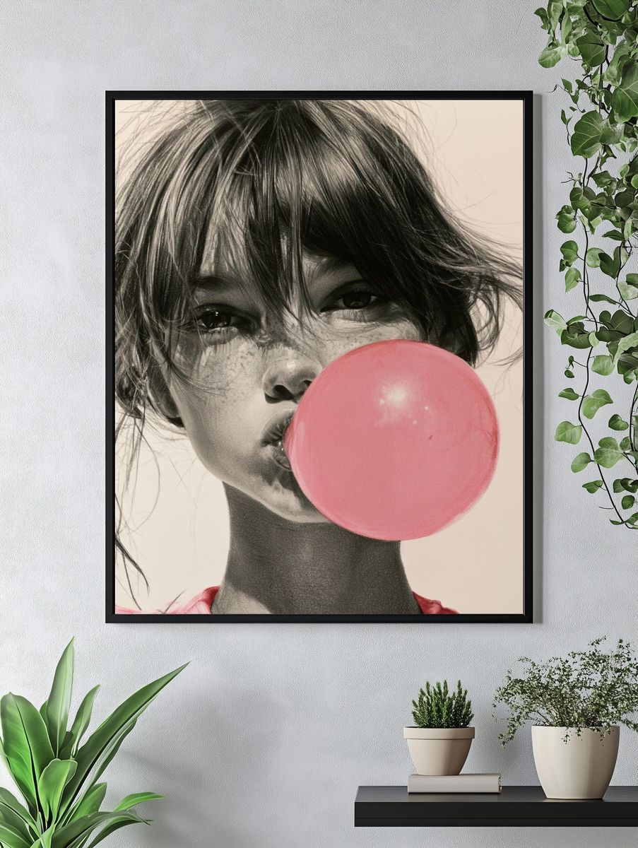 Bubblegum Portrait Photography Poster. — room view 4