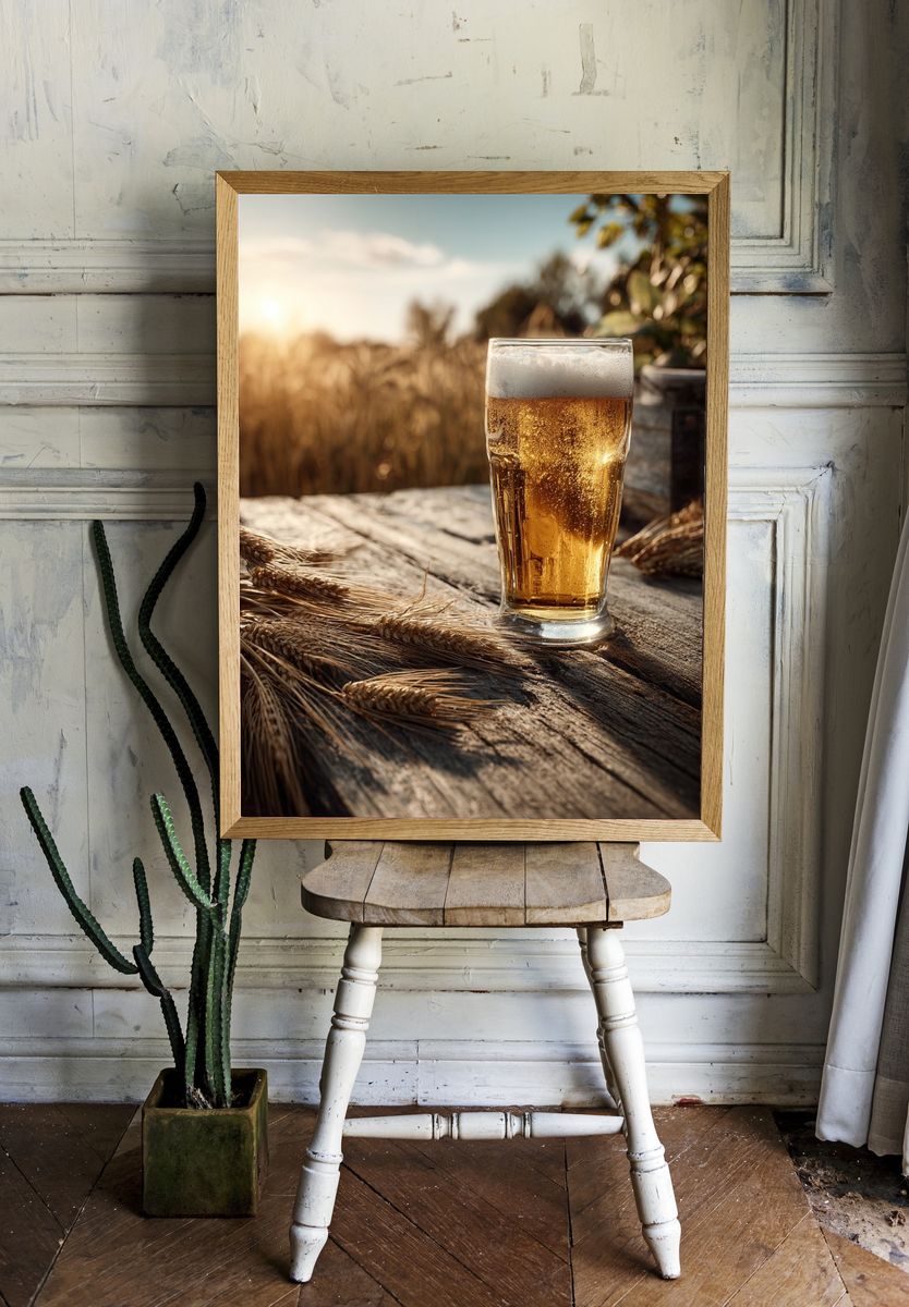 Golden Beer in Sunset — Food-Drink Print. — room view 1