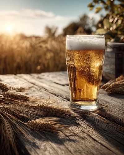 Golden Beer in Sunset — Food-Drink Print.