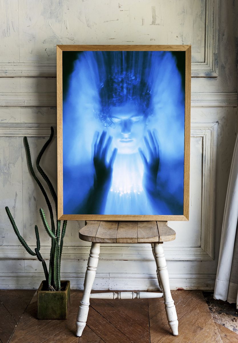 Blue Aura Portrait Print. room preview
