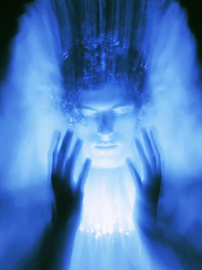 Blue Aura Portrait Print.