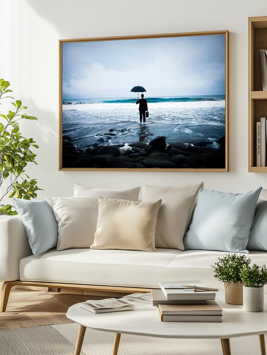 Businessman at the Beach — Photography Print. — room view 2