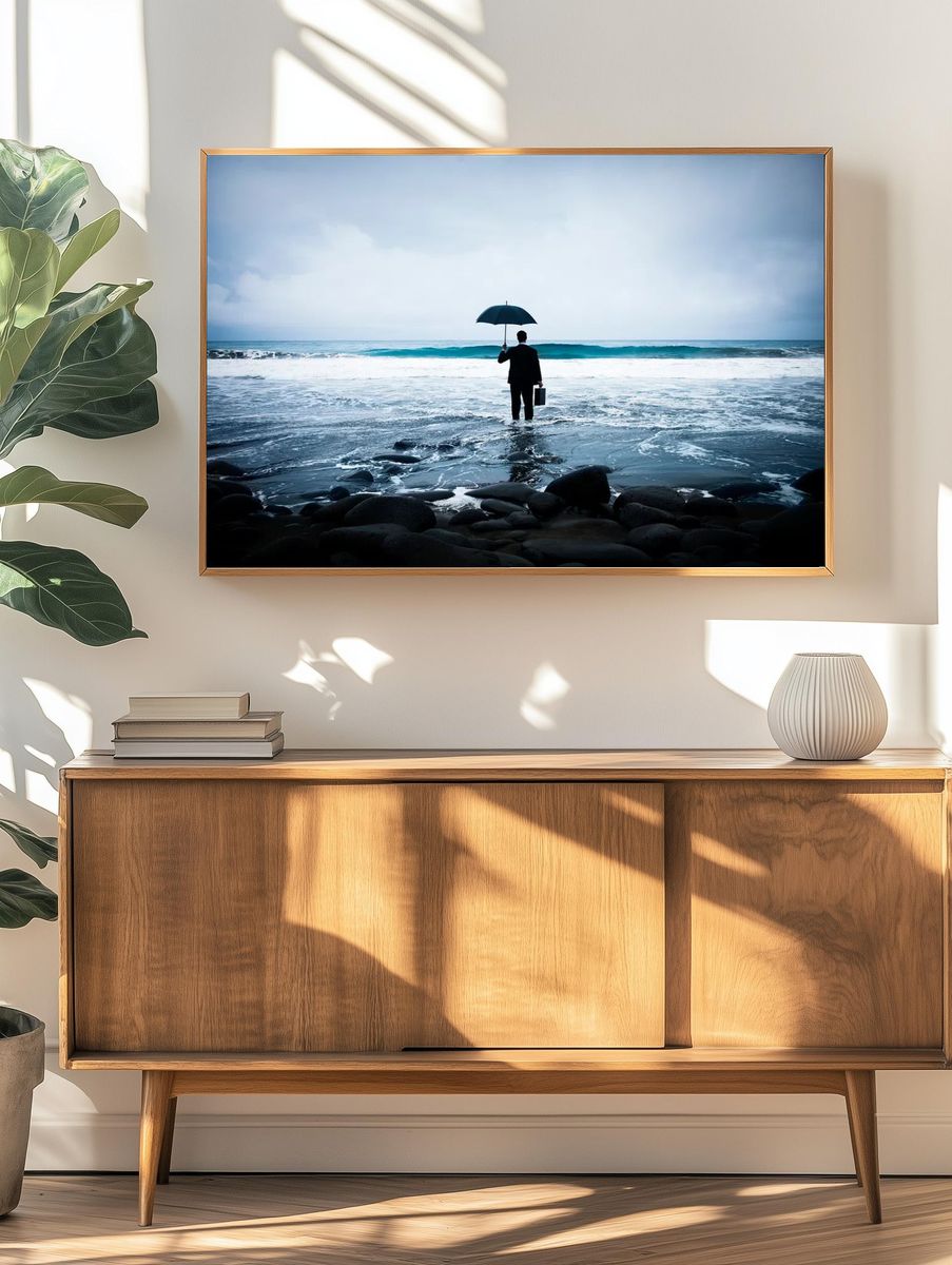 Businessman at the Beach — Photography Print. — room view 3