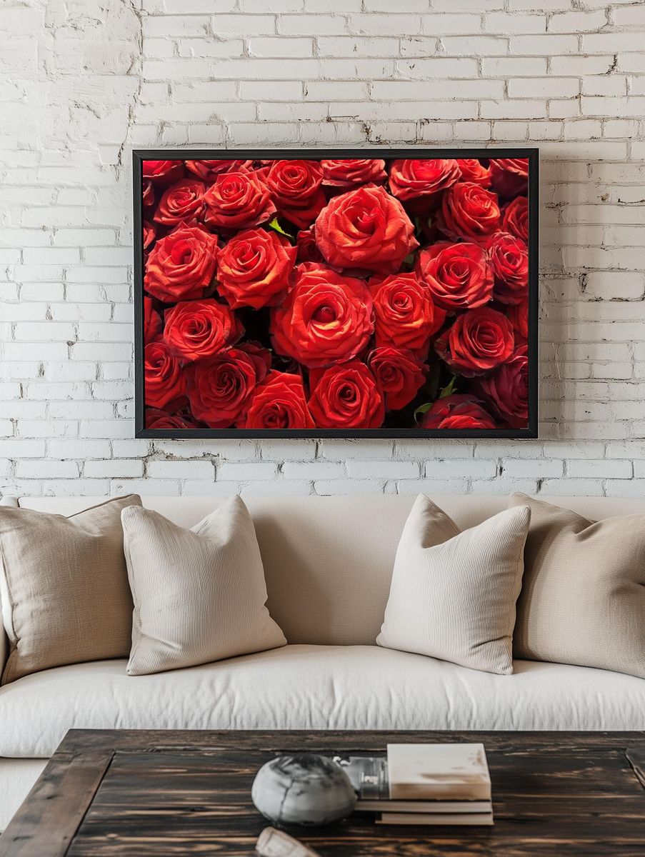 Red Roses — Botanical Print. — room view 1