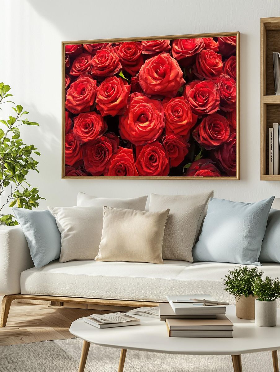 Red Roses — Botanical Print. — room view 2