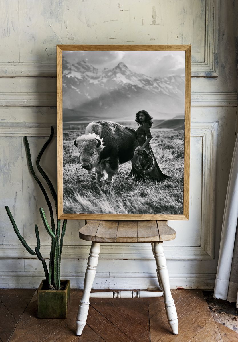 Bison Portrait Photography Poster. room preview