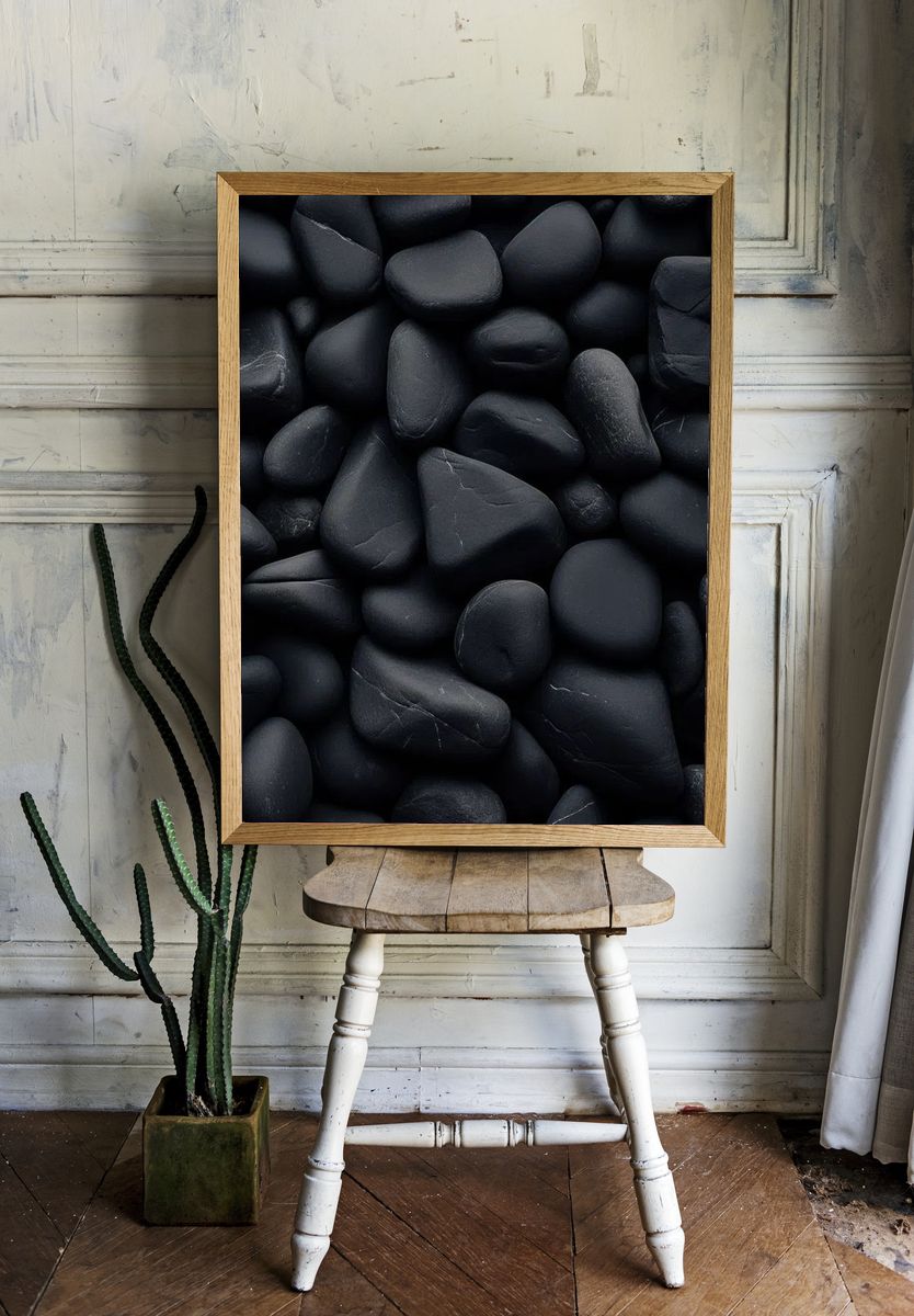 Black Stones — Minimalist Print. — room view 1
