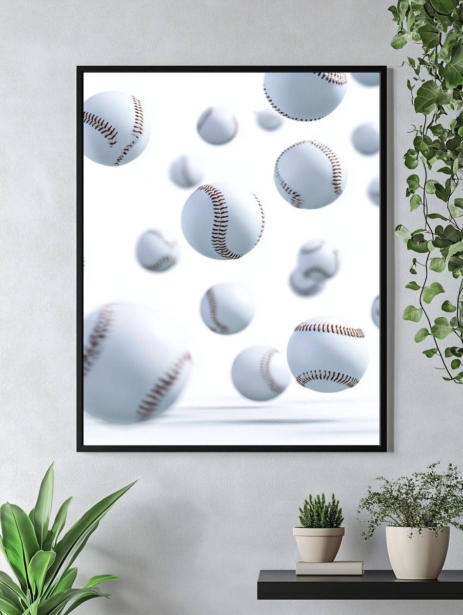 Floating Baseballs — Sports Print. — room view 4