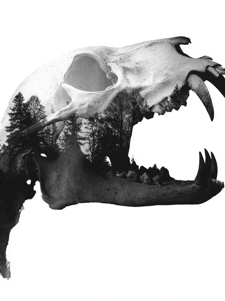 Bear Skull Double Exposure Print. poster — fine-art art