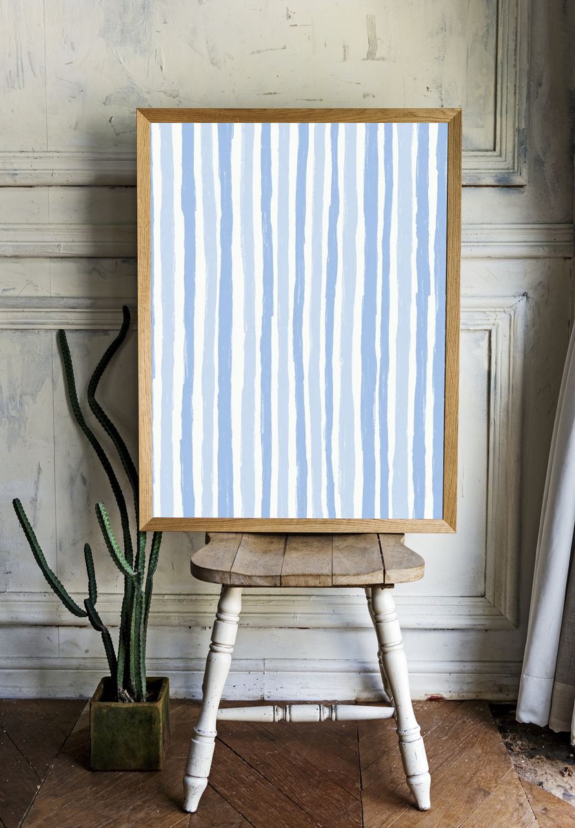 Blue Striped Minimalist Poster room preview