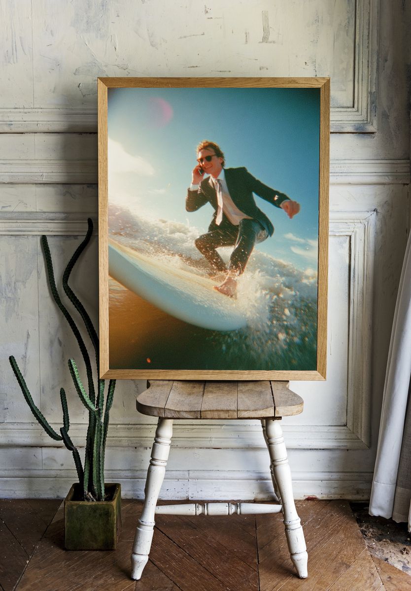 Businessman Surfing — Vintage Print room preview