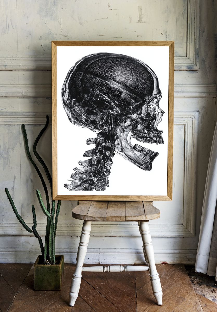 Basketball Skull — Fine Art Print. — room view 1