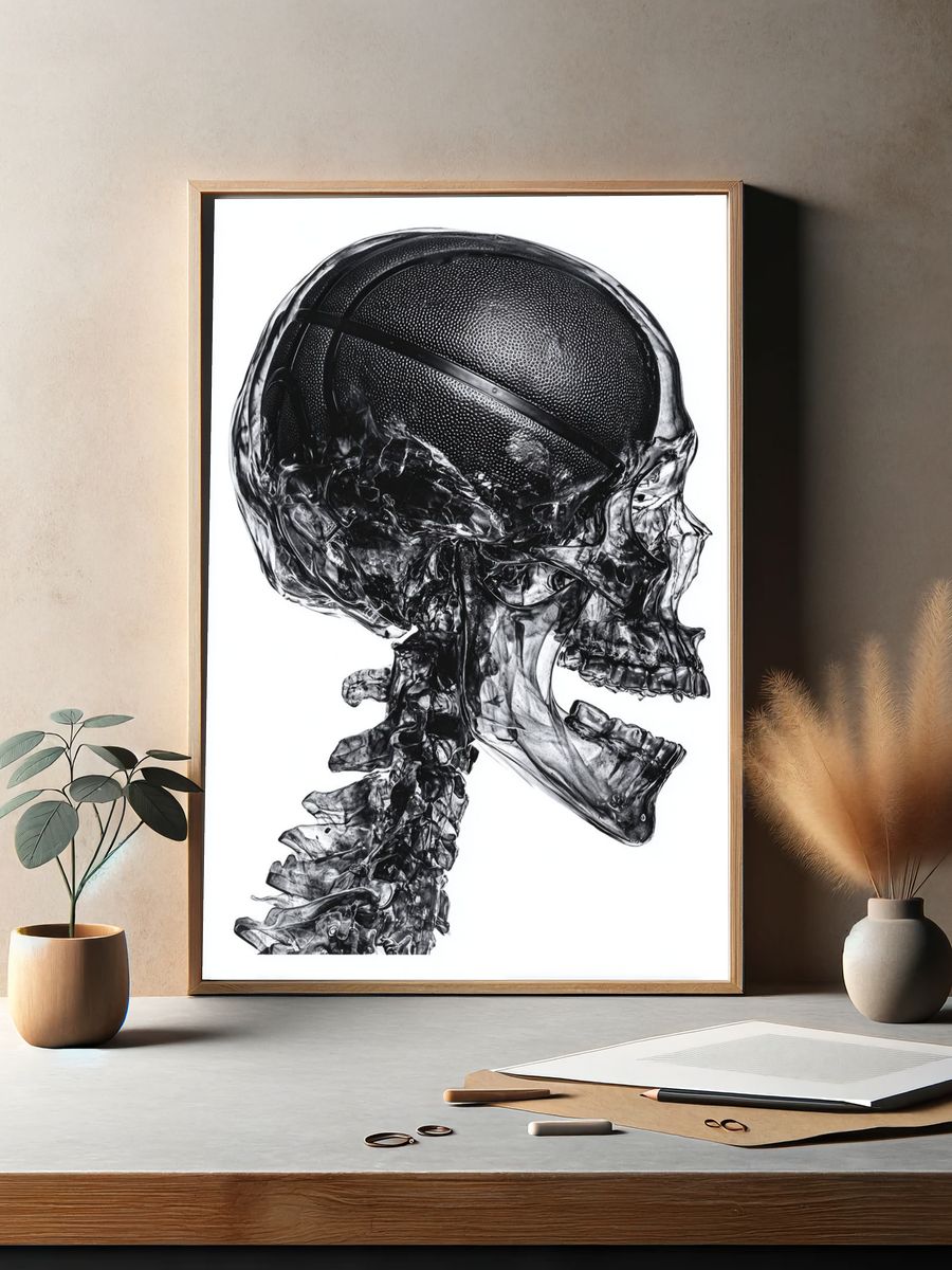 Basketball Skull — Fine Art Print. — room view 2