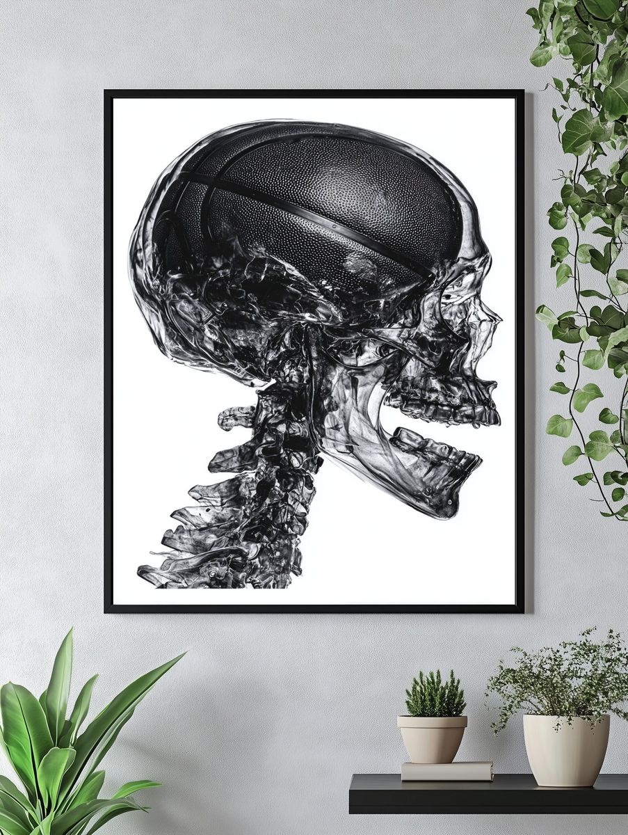 Basketball Skull — Fine Art Print. — room view 4